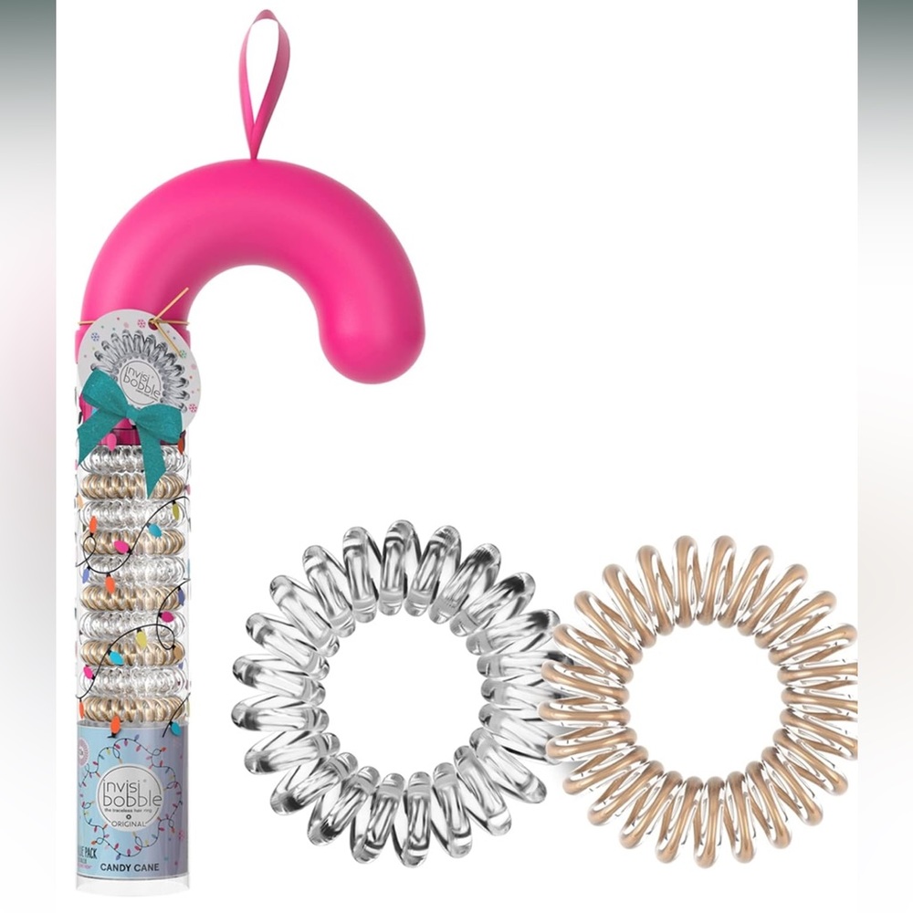 invisibobble Original Traceless Spiral Hair Ties - Christmas Candy Cane